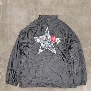 Y2K No Fear SoCal Black Coach Jacket Windbreaker Snap Button 2XL